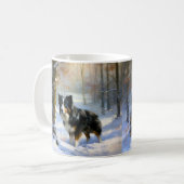 Border Collie Laat het sneeuwen Kerstmis Koffiemok (Voorkant links)