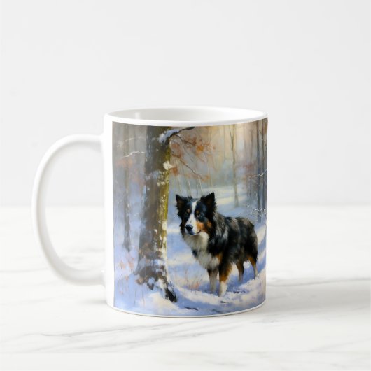 Border Collie Laat het sneeuwen Kerstmis Koffiemok (Links)