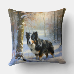 Border Collie Laat het sneeuwen Kerstmis Kussen