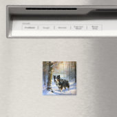 Border Collie Laat het sneeuwen Kerstmis Magneet (Insitu (Vaatwasser))