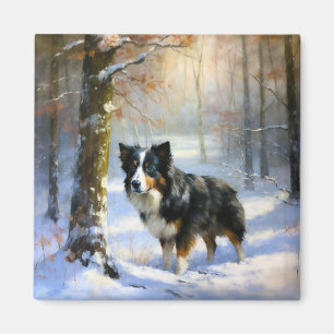 Border Collie Laat het sneeuwen Kerstmis Magneet