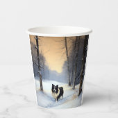 Border Collie Laat het sneeuwen Kerstmis Papieren Bekers (Achterkant)