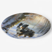 Border Collie Laat het sneeuwen Kerstmis Papieren Bordje (Gekanteld)