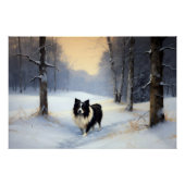Border Collie Laat het sneeuwen Kerstmis Perfect Poster (Voorkant)