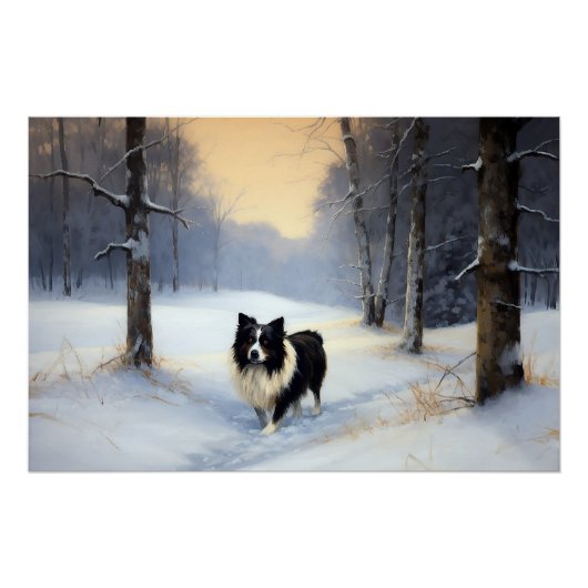 Border Collie Laat het sneeuwen Kerstmis Perfect Poster (Voorkant)
