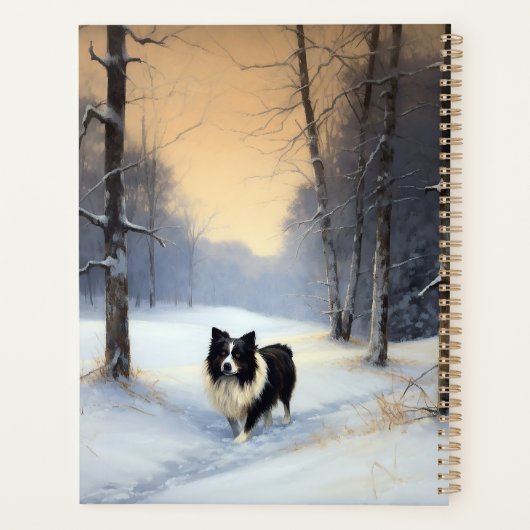 Border Collie Laat het sneeuwen Kerstmis Planner (Achterkant)
