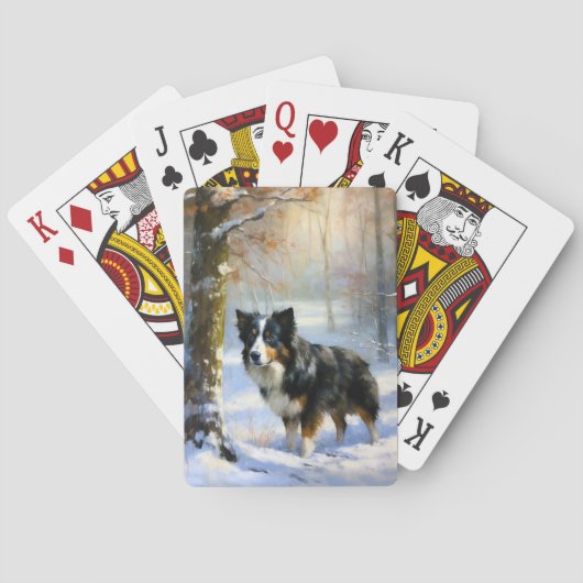 Border Collie Laat het sneeuwen Kerstmis Pokerkaarten (Achterkant)