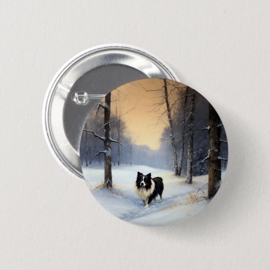 Border Collie Laat het sneeuwen Kerstmis Ronde Button 5,7 Cm (Voorkant /achterkant)