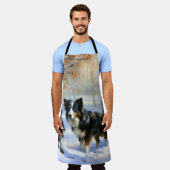 Border Collie Laat het sneeuwen Kerstmis Schort (Gedragen)