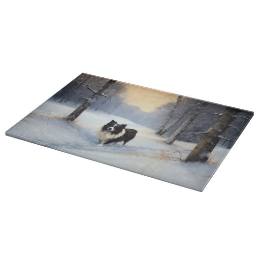 Border Collie Laat het sneeuwen Kerstmis Snijplank (Hoek)