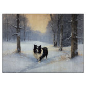 Border Collie Laat het sneeuwen Kerstmis Snijplank (Voorkant)