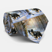 Border Collie Laat het sneeuwen Kerstmis Stropdas (Opgerold)