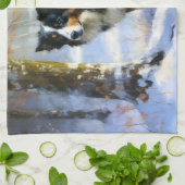 Border Collie Laat het sneeuwen Kerstmis Theedoek (Gevouwen)