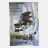 Border Collie Laat het sneeuwen Kerstmis Theedoek (Verticaal)