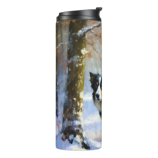 Border Collie Laat het Sneeuwen Kerstmis Thermosbeker (Gedraaid links)