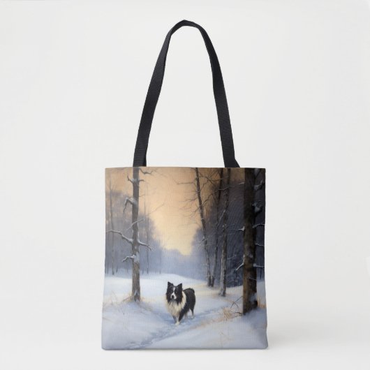 Border Collie Laat het sneeuwen Kerstmis Tote Bag (Voorkant)