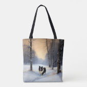 Border Collie Laat het sneeuwen Kerstmis Tote Bag (Achterkant)