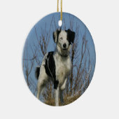 Border Collie Leg opgetild Keramisch Ornament (Rechts)