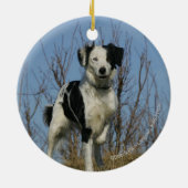 Border Collie Leg opgetild Keramisch Ornament (Achterkant)