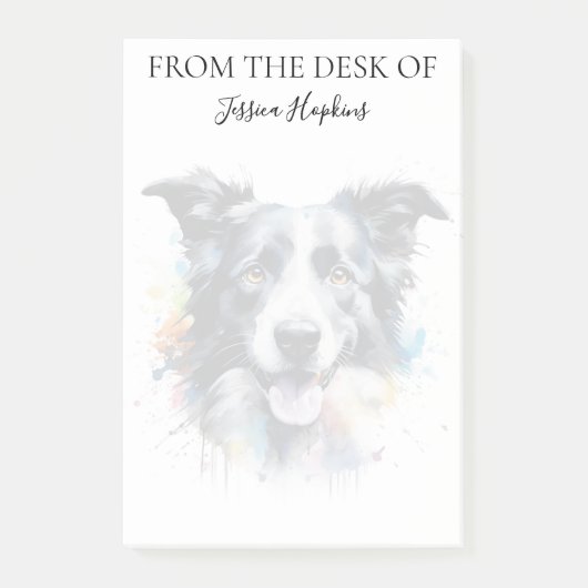 Border Collie Liefhebber Geborduurde Hond Post-it® Notes (Voorkant)