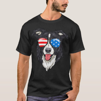Border Collie Liefhebber Patriottische Hond 4 Juli T-shirt