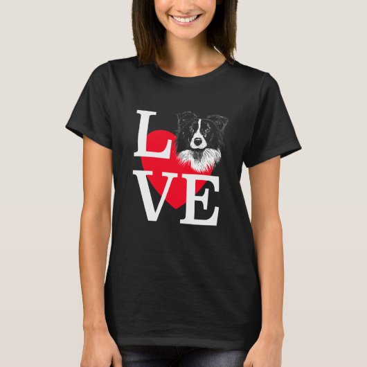 Border Collie Love Cute heart Border Collie T-shirt (Voorkant)