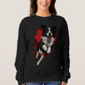 Border Collie Love Heart Valentines Day Border Col Trui (Voorkant)