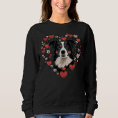Border Collie Love Heart Valentines Day Border Col Trui (Voorkant)