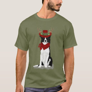 Border Collie Lover Funny Kersthond Holiday T-shirt