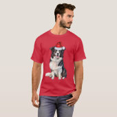 Border Collie Lover Funny Kersthond Holiday T-shirt (Voorkant volledig)