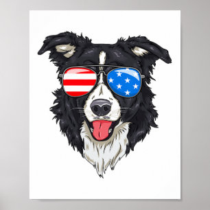 Border Collie Lover Patriottische Hond 4 juli Amer Poster