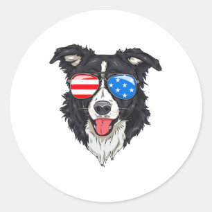 Border Collie Lover Patriottische Hond 4 juli Amer Ronde Sticker