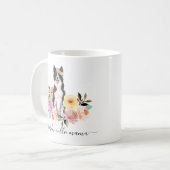 Border Collie Ma Floral Coffee Mok (Voorkant links)