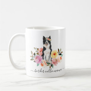 Border Collie Ma Floral Coffee Mok