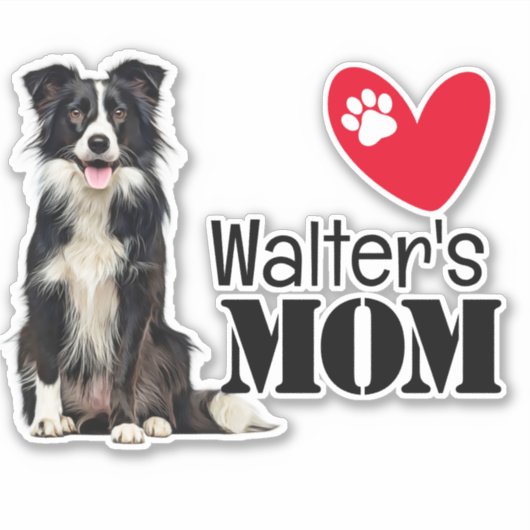 Border Collie Ma Persoonlijke Sticker (Voorkant)