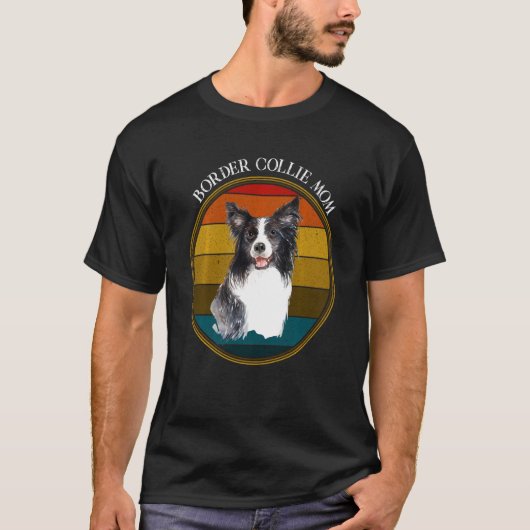 Border Collie Mam  Sunset Dog Mam T-shirt (Voorkant)