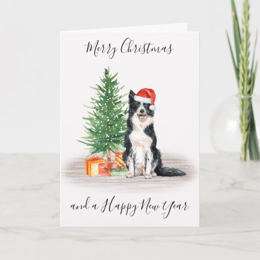 Border Collie Merry kerstkerstkersthond Feestdagen Kaart (Voorkant)