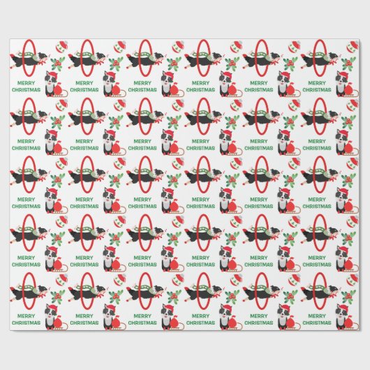 Border Collie Merry Kerstmis Cadeaupapier (Vlak)