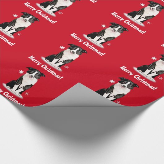Border Collie Merry Kerstmis Cadeaupapier (Hoek)