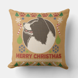 Border Collie Merry Kerstmis Ugly Sweater Kussen