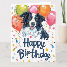 Border Collie met Ballonnen Kaart