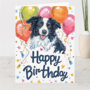 Border Collie met Ballonnen Kaart