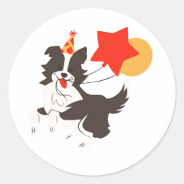 Border Collie met Ballonnen Mopshond Sticker