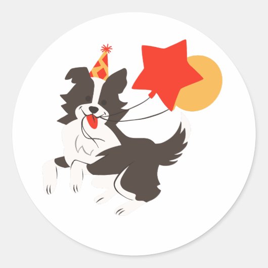 Border Collie met Ballonnen Mopshond Sticker (Voorkant)