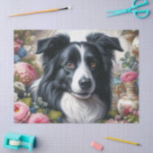 Border Collie met bloemen Tissue Paper Tissuepapier (Craft)