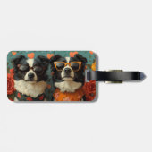 Border Collie met hart Rozen Valentijnsdag Bagagelabel (Achterkant horizontaal)