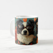 Border Collie Met Hart Rozen Valentijnsdag Koffiemok (Voorkant links)