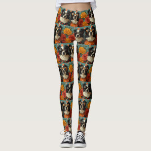 Border Collie met hart Rozen Valentijnsdag Leggings
