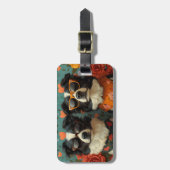 Border Collie Met Hartrozen Valentijnsdag Bagagelabel (Voorkant verticaal)