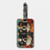 Border Collie Met Hartrozen Valentijnsdag Bagagelabel (Achterkant verticaal)